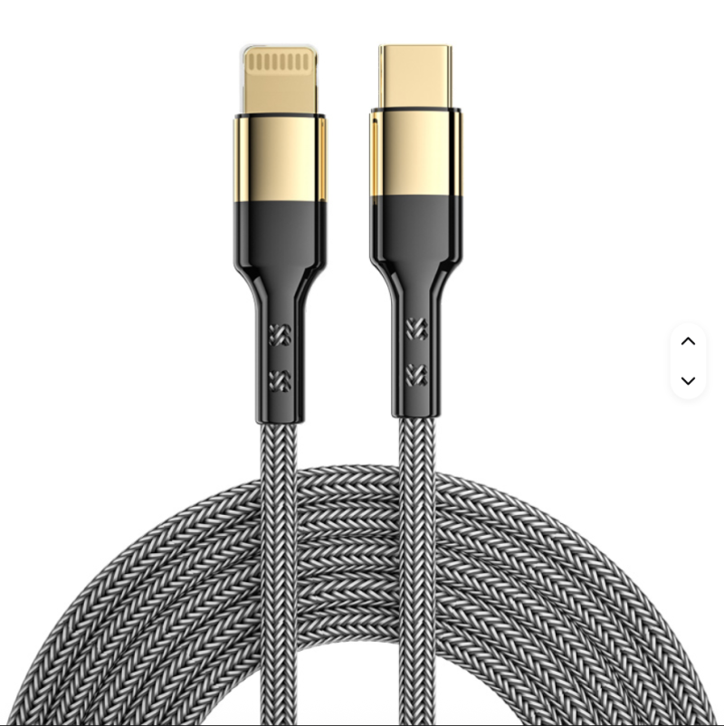Gold-Plated Braided PD 20W USB-C to Lightning Fast Charging Cable – 1.2M/2M for iPhone 14/13/12/11/8 & Computers